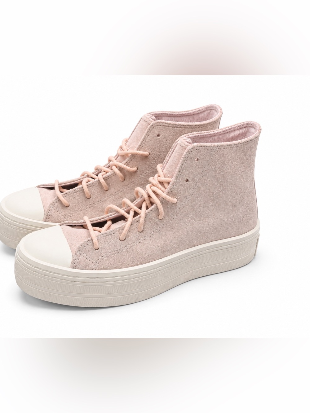 Converse Pink Suede Leather Platform High Top Sneakers Women’s 8 NWT